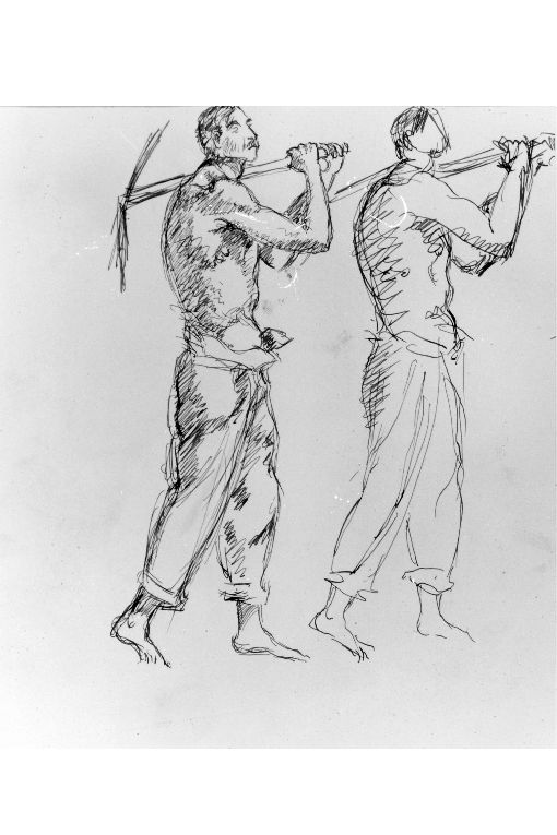 Lavoratori (disegno) di Barbieri Carlo (sec. XX)