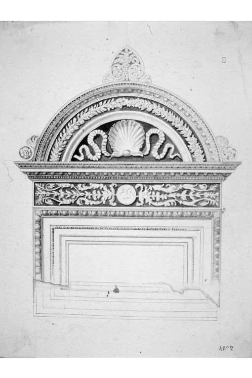 Veduta di elemento architettonico (disegno) di Cavoti Pietro (seconda metà sec. XIX)