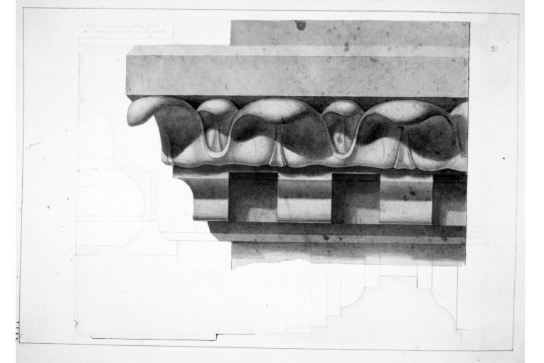 Cornice architettonica con motivo decorativo (disegno) di Cavoti Pietro (seconda metà sec. XIX)