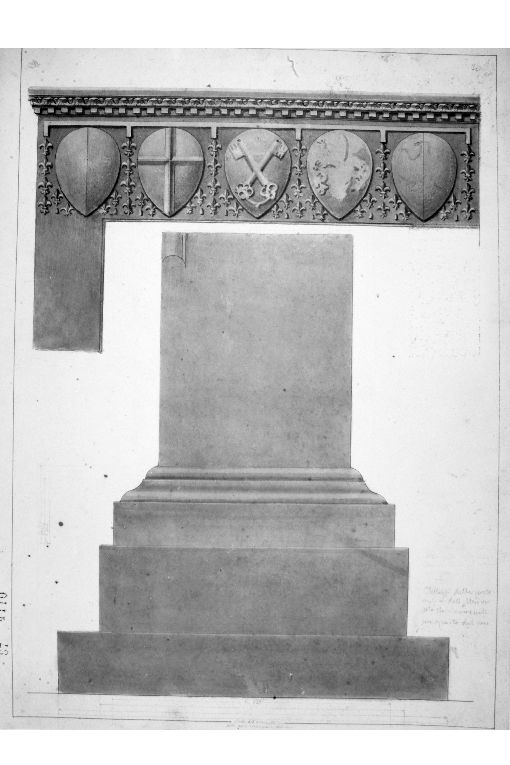 Dettagli della parte antica dell'Università dei Lanaiuoli (disegno) di Cavoti Pietro (seconda metà sec. XIX)