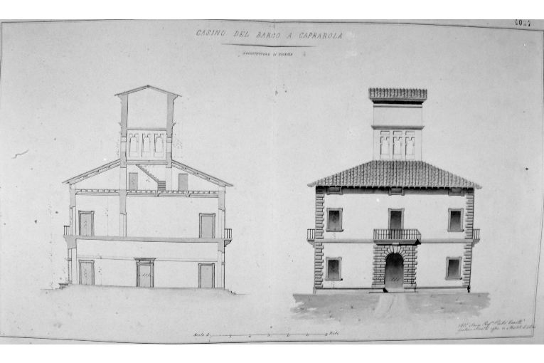 Veduta del casino del Barco a Caprarola (disegno) di Morelli Gaetano (seconda metà sec. XIX)