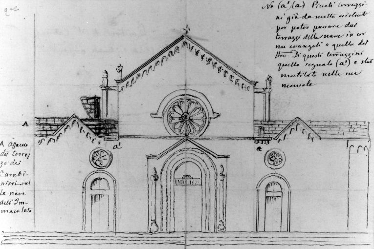 Prospetto della chiesa di Santa Caterina d'Alessandria (disegno) di Cavoti Pietro (seconda metà sec. XIX)