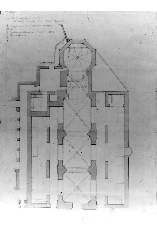 Pianta della chiesa di Santa Caterina d'Alessandria (disegno) di Cavoti Pietro (seconda metà sec. XIX)