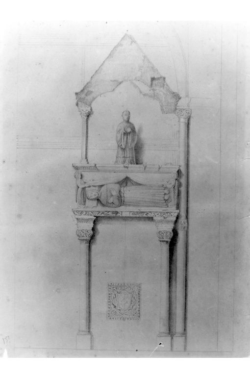 Monumento sepolcrale di Raimondello Orsini (disegno) di Cavoti Pietro (seconda metà sec. XIX)