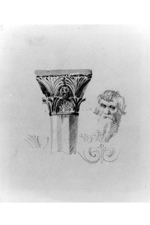 Capitello figurato; testa d'uomo (disegno) di Cavoti Pietro (seconda metà sec. XIX)