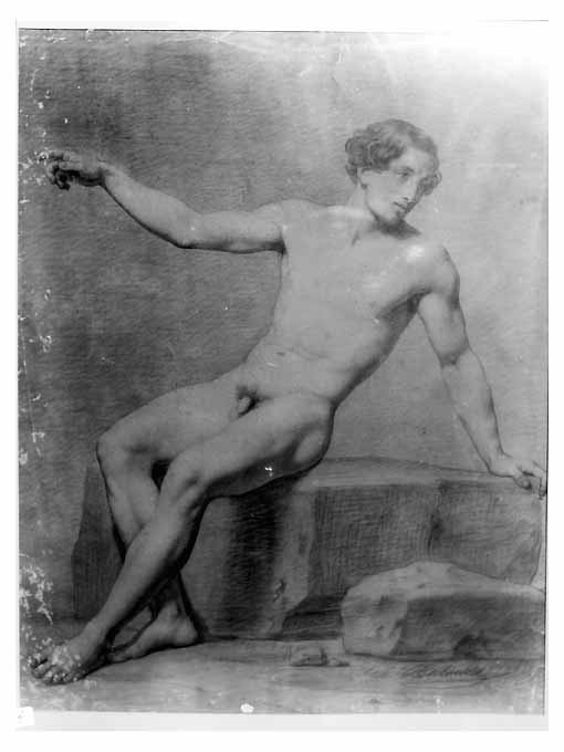 studio di nudo virile (disegno, opera isolata) di Caldara Domenico (sec. XIX)