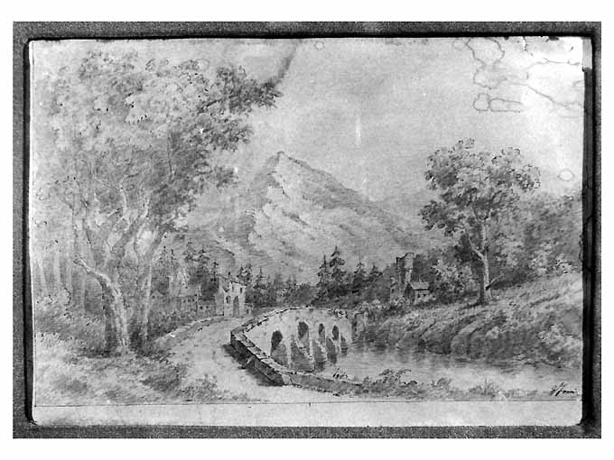 paesaggio montano (disegno preparatorio) di Fania Giuseppe (seconda metà sec. XIX)