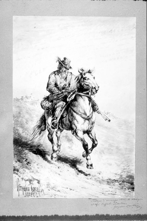 guardia forestale a cavallo (disegno) di Carelli Consalvo (sec. XIX)
