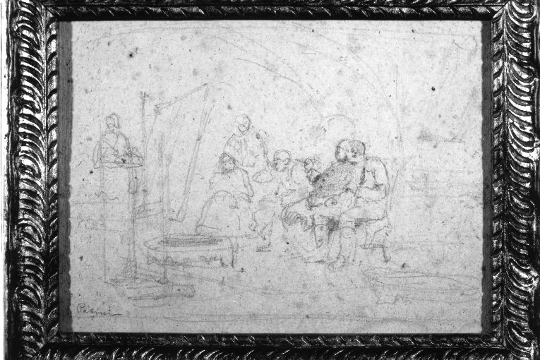 I notabili del mio paese, figure nello studio del pittore (disegno) di Patini Teofilo (secc. XIX/ XX)