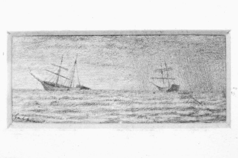 burrasca in mare (disegno) di Gabbiani Giuseppe (ultimo quarto sec. XIX)