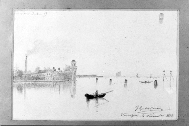 La punta dell'Arsenale di Venezia (disegno) di Gabbiani Giuseppe (sec. XIX)