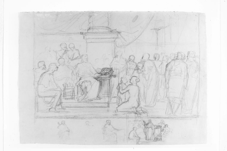 predica di Gesu' nel Tempio (disegno) di De Stefano Vincenzo (fine sec. XIX)