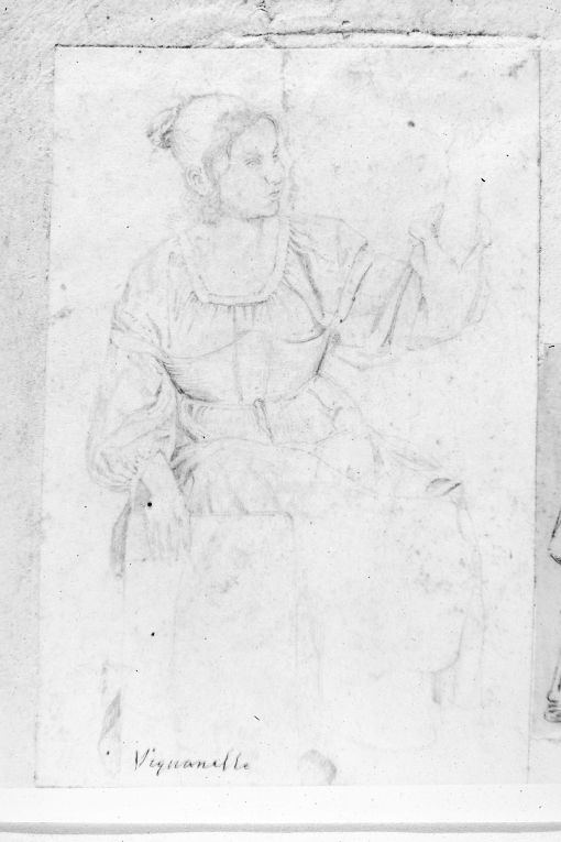 Ritratto di fanciulla seduta (disegno) di De Stefano Vincenzo (fine sec. XIX)