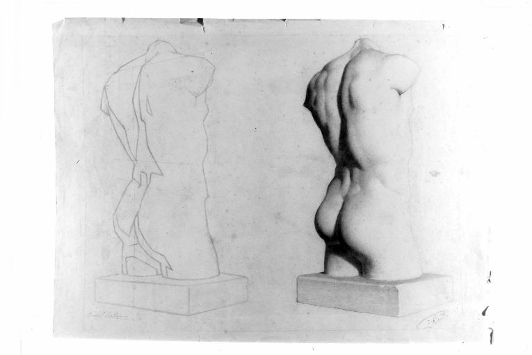 Studio di torso virile (disegno) di De Stefano Vincenzo (sec. XIX)