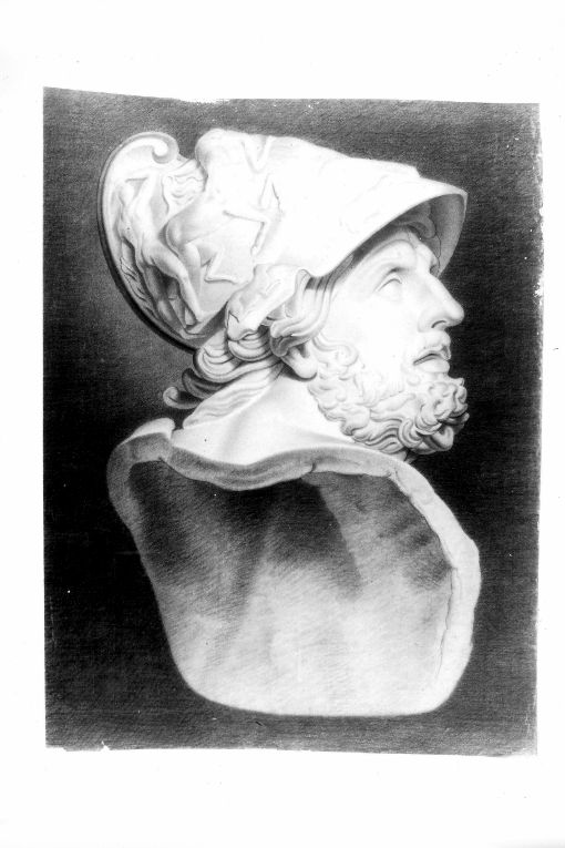 Testa di Ares (studio da calco) (disegno) di De Stefano Vincenzo (fine sec. XIX)