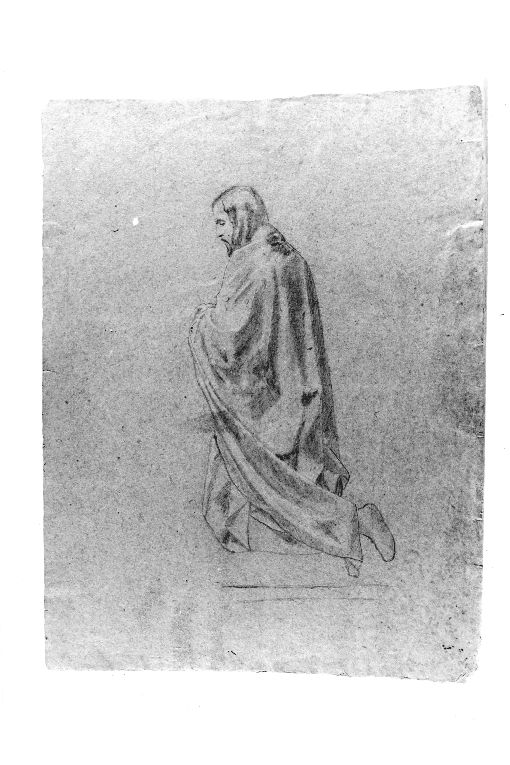 Figura maschile inginocchiata (recto) //Studio di testa maschile (verso) (disegno) di De Stefano Vincenzo (sec. XIX)