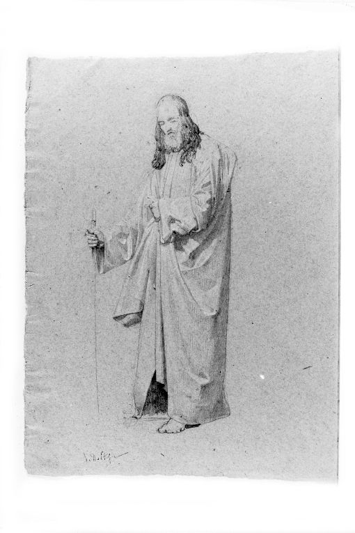 Figura maschile togata con bastone (disegno) di De Stefano Vincenzo (sec. XIX)