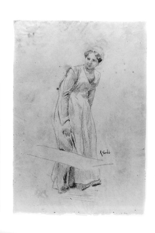 Studio di figura femminile (disegno) di Sorbi Raffaello (primo quarto sec. XX)