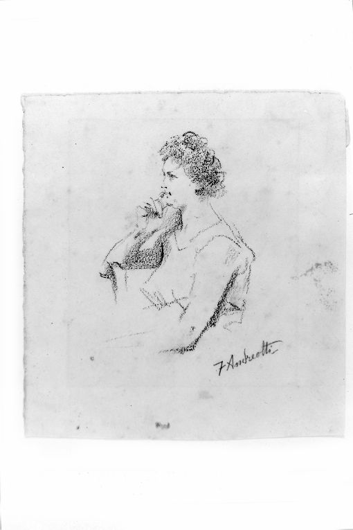 Ritratto di donna seduta (disegno) di Andreotti Federico (secc. XIX/ XX)