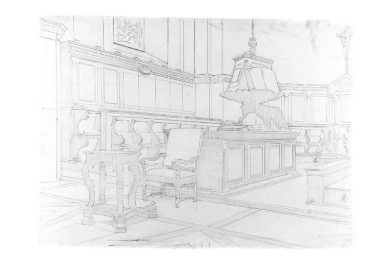Il coro della chiesa di S. Maria del Popolo a Roma (disegno) di Girondi Raffaele (fine sec. XIX)