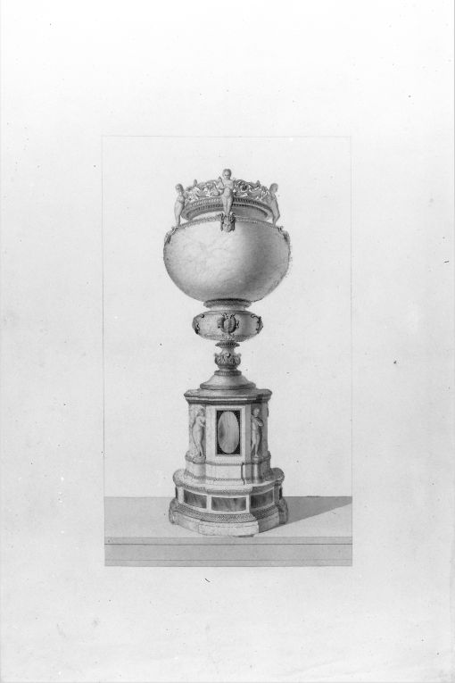Vaso con basamento (disegno) di Girondi Raffaele (fine/inizio secc. XIX/ XX)