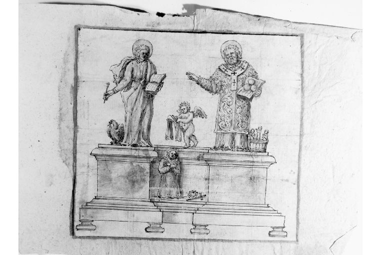 San Giovanni evangelista e San Nicola di Myra (disegno) - ambito italiano (sec. XVIII)