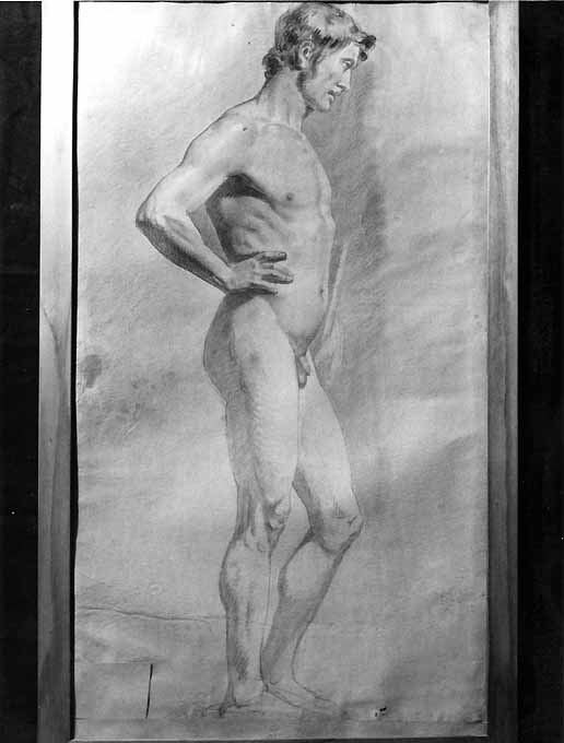 studio di nudo maschile (disegno) di De Napoli Michele (attribuito) (sec. XIX)