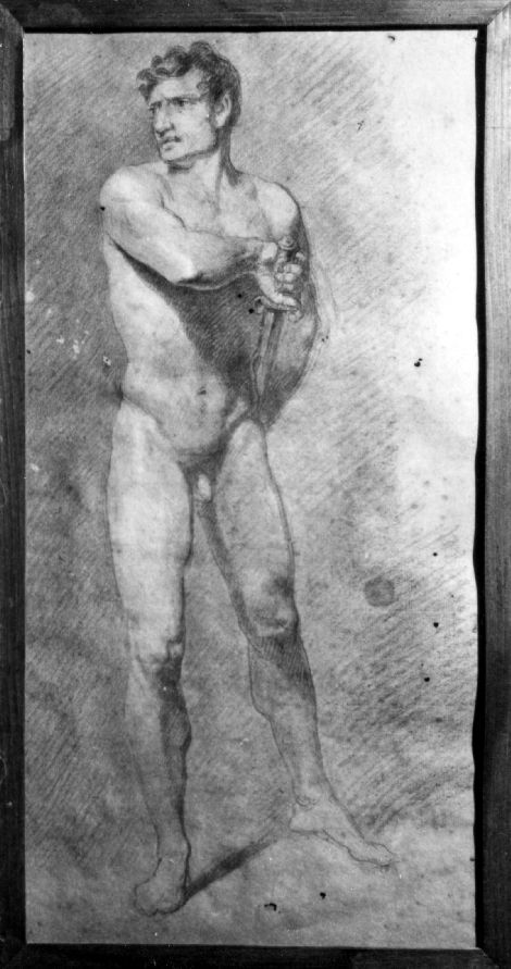 studio di nudo maschile (disegno) di De Napoli Michele (attribuito) (sec. XIX)