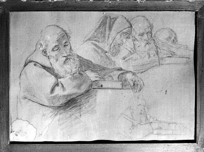 studio di frate francescano (disegno preparatorio) di De Napoli Michele (attribuito) (sec. XIX)