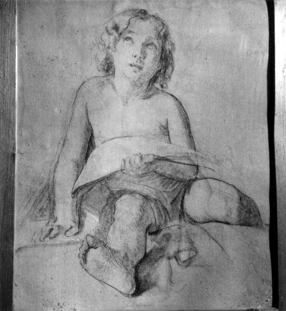 studio di angelo fanciullo che canta (disegno preparatorio) di De Napoli Michele (attribuito) (sec. XIX)