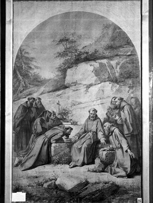 studio di San Francesco mostra le stimmate (disegno preparatorio) di De Napoli Michele (attribuito) (sec. XIX)