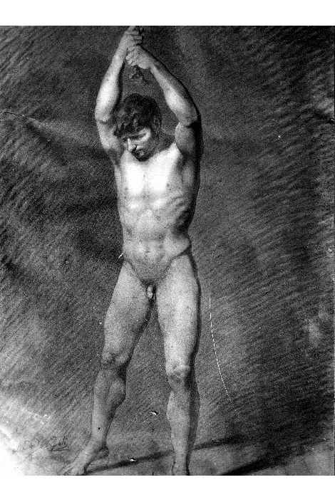 studio di nudo maschile (disegno) di De Napoli Michele (attribuito) (sec. XIX)