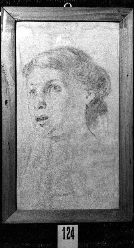 studio di testa femminile (disegno preparatorio) di De Napoli Michele (attribuito) (sec. XIX)