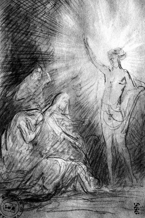 studio di visione angelica (disegno preparatorio) di De Napoli Michele (attribuito) (sec. XIX)