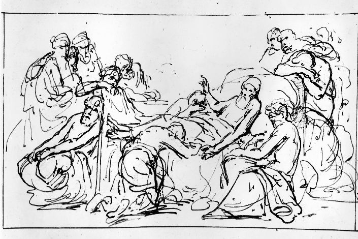 studio di Giacobbe predice l'avvenire ai figli (disegno preparatorio) di De Napoli Michele (attribuito) (sec. XIX)
