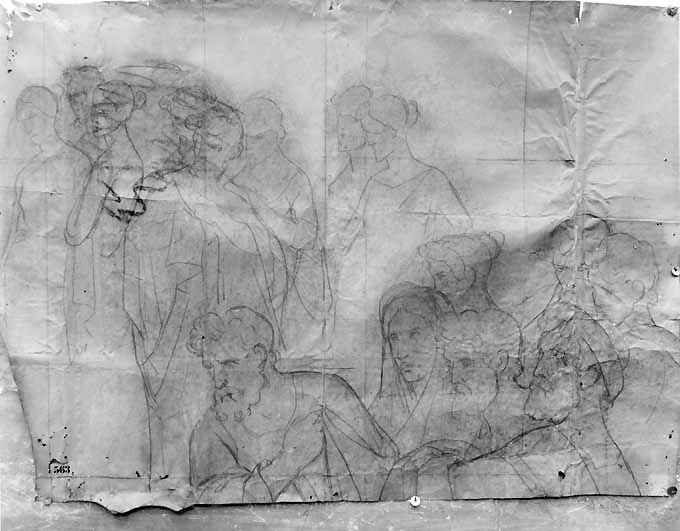 studio di figure (disegno preparatorio) di De Napoli Michele (attribuito) (sec. XIX)