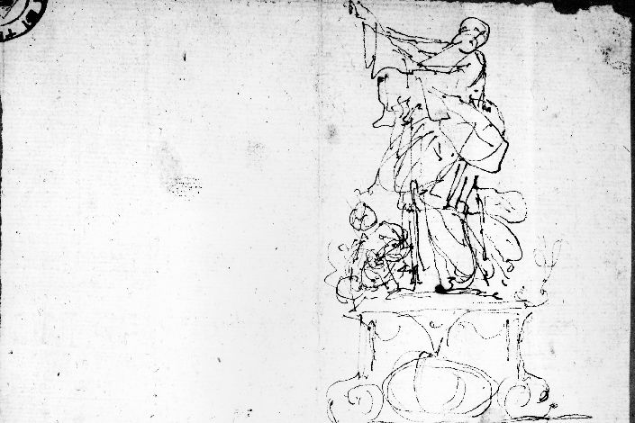 studio di statua (disegno) di De Napoli Michele (attribuito) (sec. XIX)