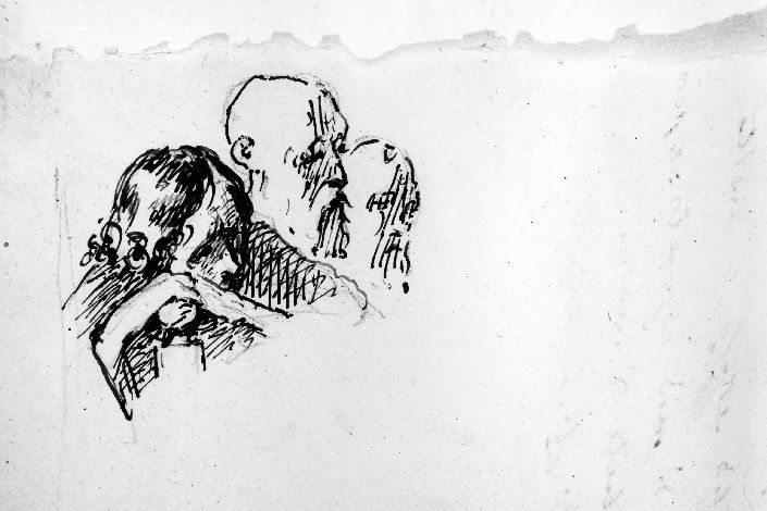 studio di teste (disegno preparatorio) di De Napoli Michele (attribuito) (sec. XIX)