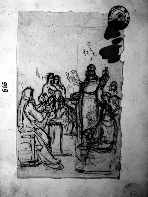 studio di composizione di figure (disegno preparatorio) di De Napoli Michele (attribuito) (sec. XIX)