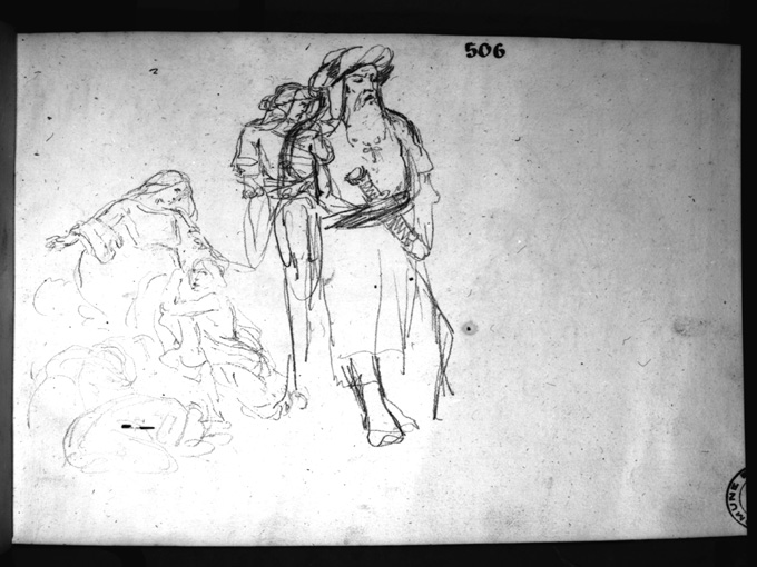 studio di figura maschile (disegno preparatorio) di De Napoli Michele (attribuito) (sec. XIX)
