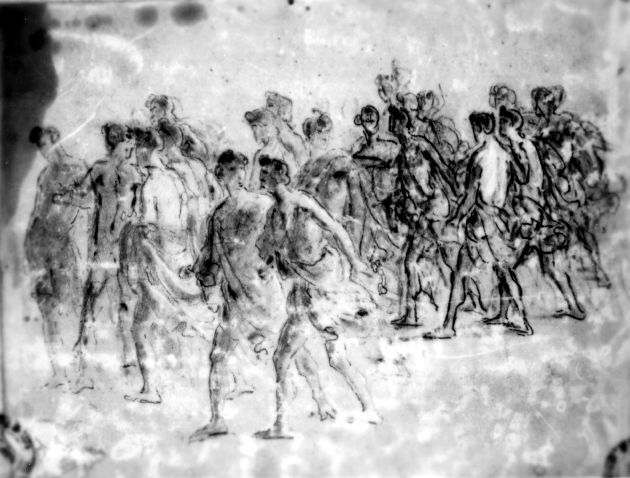 studio di gruppo di giovani (disegno preparatorio) di De Napoli Michele (attribuito) (sec. XIX)