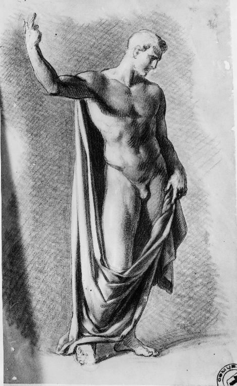 nudo virile (disegno) di De Napoli Michele (attribuito) (sec. XIX)