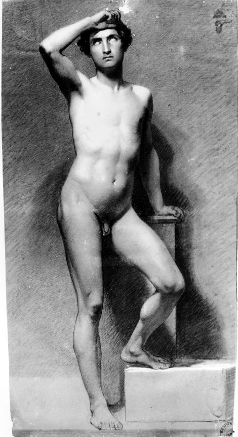 studio di nudo maschile (disegno) di De Napoli Michele (attribuito) (sec. XIX)
