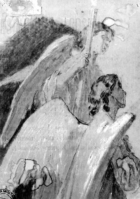 studio di due angeli (disegno preparatorio) di De Napoli Michele (attribuito) (sec. XIX)