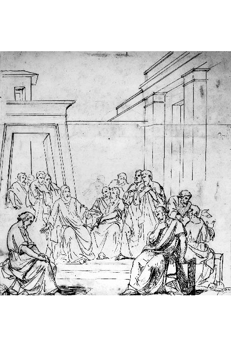 studio per Cristo e gli Apostoli (disegno preparatorio) di De Napoli Michele (attribuito) (sec. XIX)