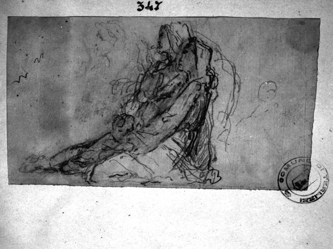 studio di figure femminili (disegno preparatorio) di De Napoli Michele (attribuito) (sec. XIX)