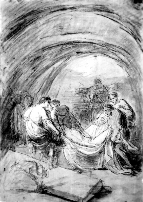 deposizione di Cristo nel sepolcro (disegno) di De Napoli Michele (attribuito) (sec. XIX)