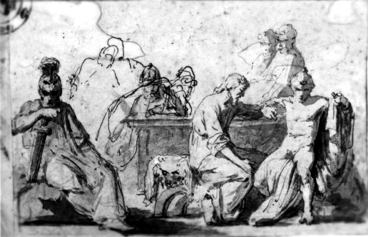 studio di composizione di figure (disegno) di De Napoli Michele (attribuito) (sec. XIX)