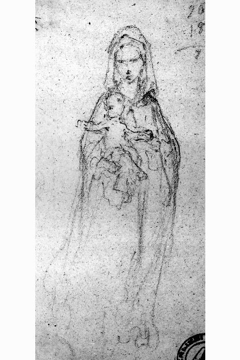 studio di Madonna con Bambino (disegno preparatorio) di De Napoli Michele (attribuito) (sec. XIX)