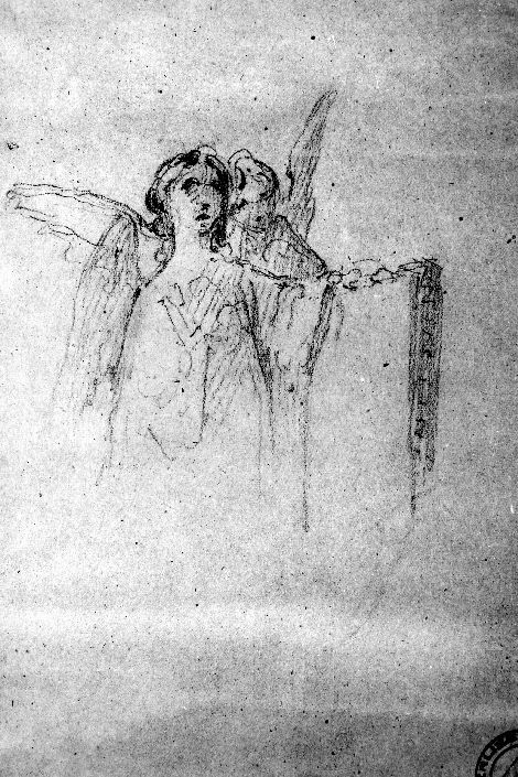 studio di due angeli (disegno preparatorio) di De Napoli Michele (attribuito) (sec. XIX)